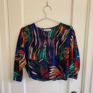 Risky Business, 80s button up crop top, small